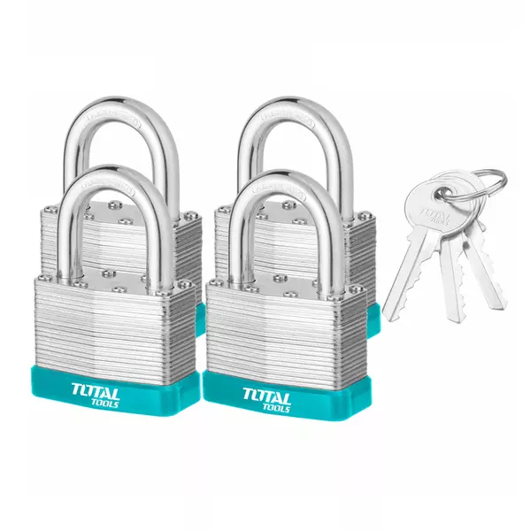 Total Laminated Key Alike Padlock 50Mm With 4 Iron Keys, Solid Brass Cylinder With Bolts 4Pcs Set Tlpk365004 1 Total Laminated Key Alike Padlock 50Mm With 4 Iron Keys, Solid Brass Cylinder With Bolts 4Pcs Set Tlpk365004