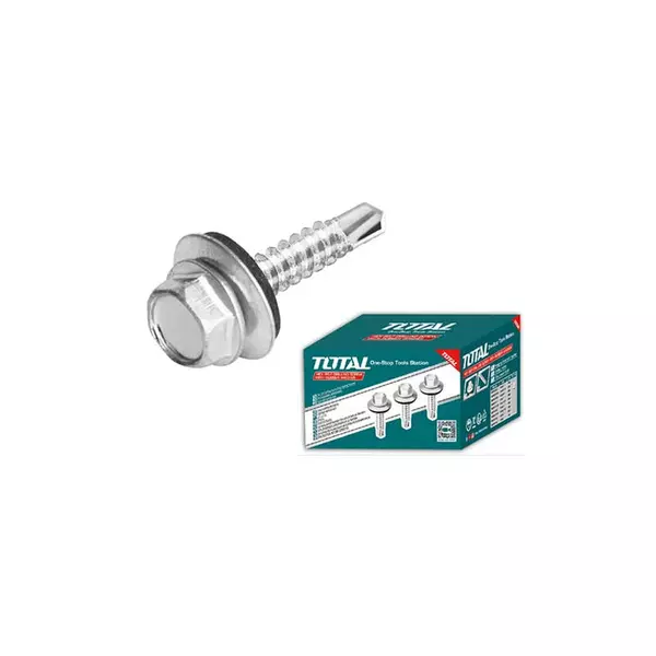 Total Self Drilling Hex Screw With Rubber Washer, Zinc Plated 14X1-1/2&Quot; (6.3X38Mm) 250Pcs Thwhd141121 1 Total Self Drilling Hex Screw With Rubber Washer, Zinc Plated 14X1-1/2&Quot; (6.3X38Mm) 250Pcs Thwhd141121