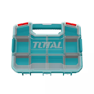 Total Empty Tool Box Plastic Organizer 30.5 x 23 x 6.5cm with Built in Carry Handle and Latch for Easy Transport, Removable Dividers TPBX1121