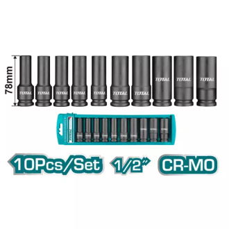 Total Deep Impact Spanner Socket Set 10pcs ½” THKISD12102L