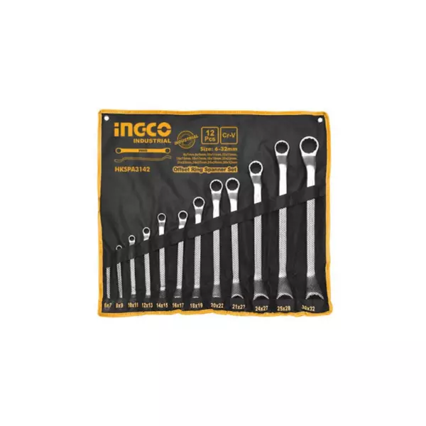 Ingco Offset Ring Spanner Set Pack Of 12 Hkspa3142 1 Ingco Offset Ring Spanner Set Pack Of 12 Hkspa3142