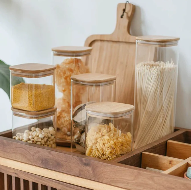 Generic Glass Jar Square With Wooden Lid 10X15Cm – Elegant Storage Container For Kitchen &Amp; Home S1015(1-29) 4 Generic Glass Jar Square With Wooden Lid 10X15Cm – Elegant Storage Container For Kitchen &Amp; Home S1015(1-29)