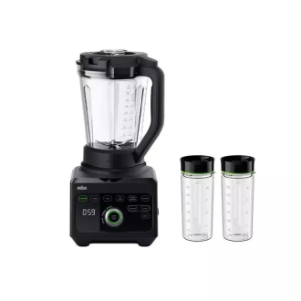 Braun Blender 3L Plastic Jug with Dry Grinder 1600W JB901AI-JB9042BK 2 Plastic Jars Stainless Steel Blades Ice Crush Function 10 Speeds With Pulse