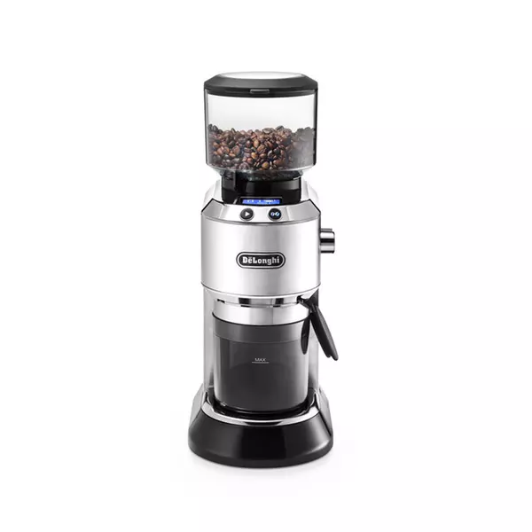 De'Longhi Dedica Pump Style Coffee Grinder With Large Bean Hoper , Burr Grinding System 14 Cups Capacity , Kg521.M , Metalic 1 De'Longhi Dedica Pump Style Coffee Grinder With Large Bean Hoper , Burr Grinding System 14 Cups Capacity , Kg521.M , Metalic